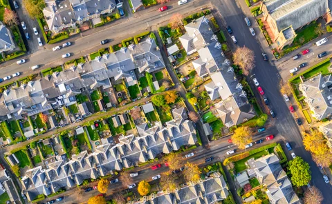 Aerial view of houses