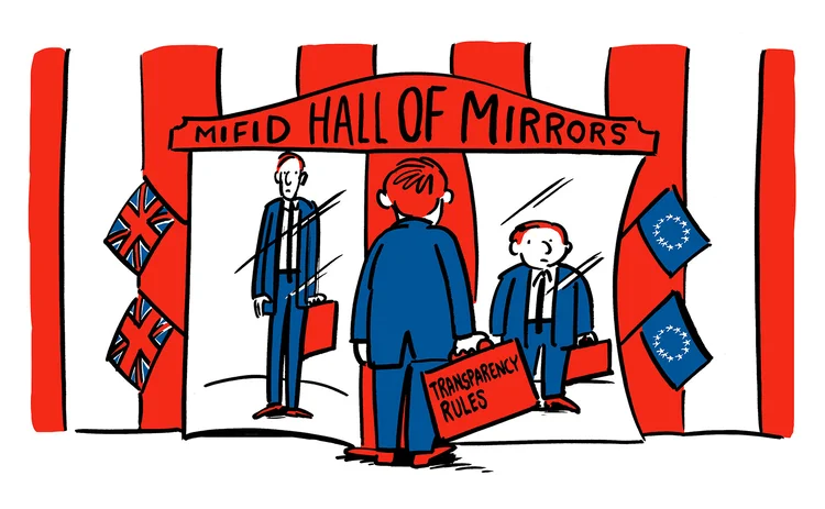 Risk 1218 In depth Mifid hall of Mirrors Mark Long nbillustration.co.uk