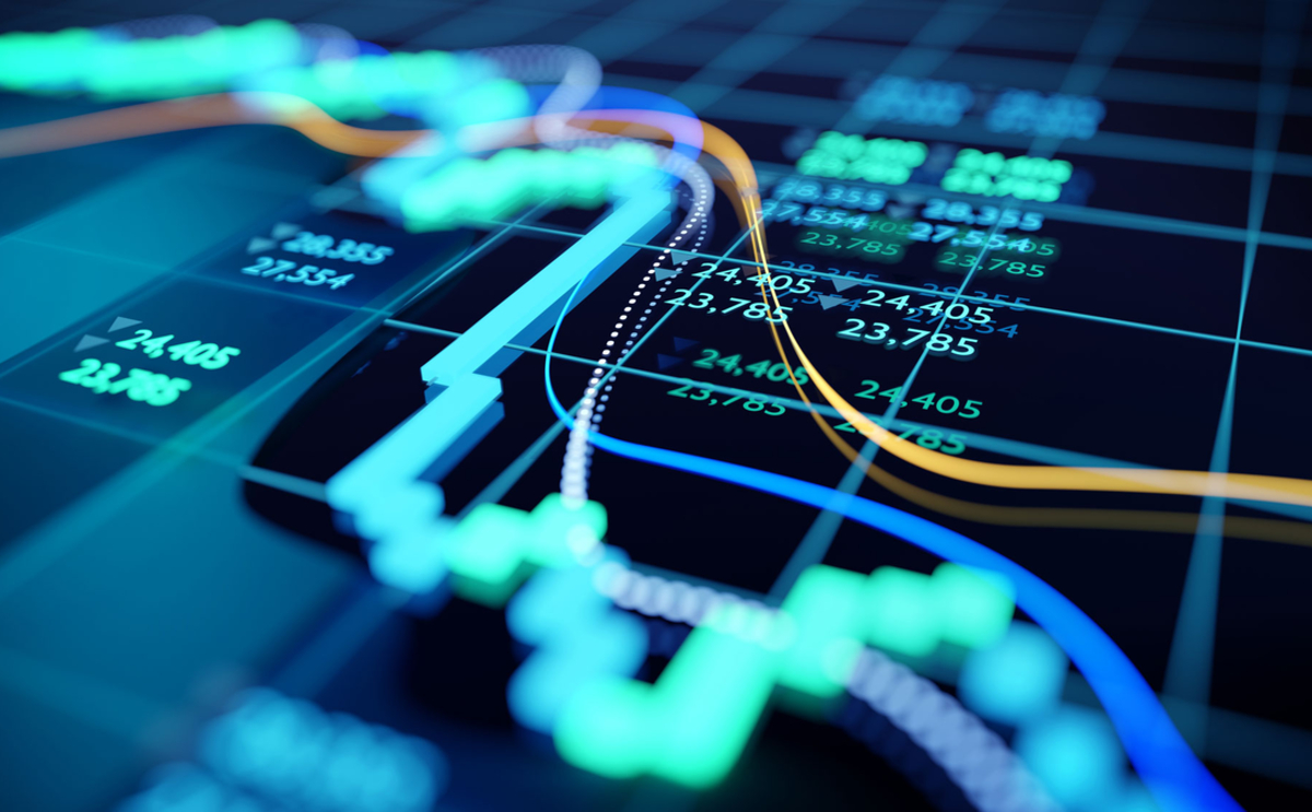  A 3D illustration of stock market graphs and charts with green and red arrows showing price changes with the words 'liquidity crisis management' superimposed.