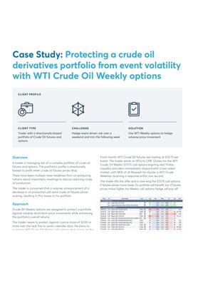 Case Study: Protecting a crude oil derivatives portfolio from event volatility with WTI Crude Oil Weekly options