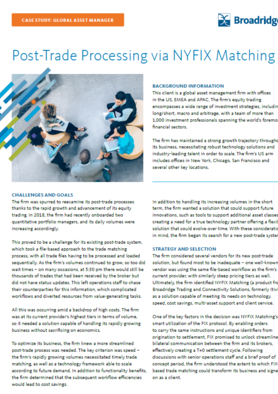 Post-trade processing via NYFIX matching